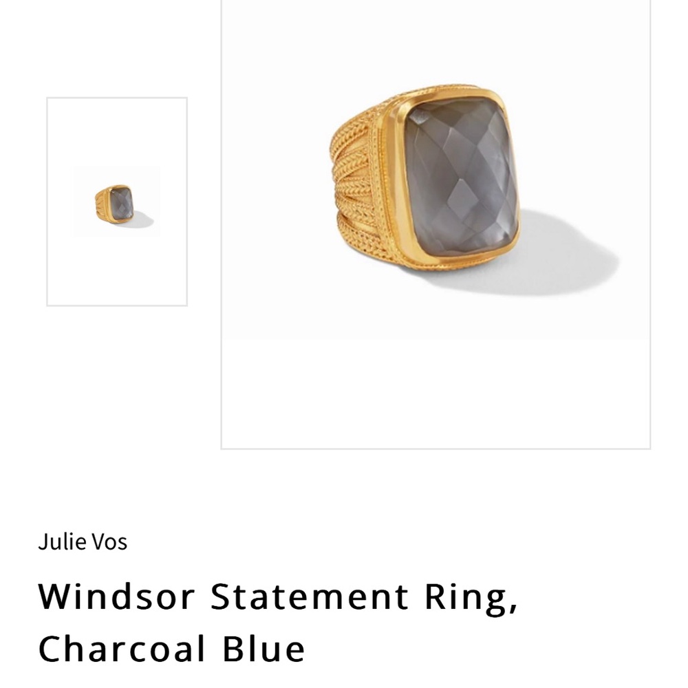 Julie Vos Windsor Statement ring Charcoal Blue size 8 EUC